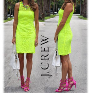 J Crew Neon Yellow Lace Dress